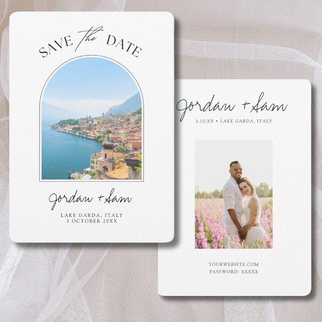 Invitación El lago de Garda Italia Boda Salva la fecha (Lake Garda Wedding Save the Date)
