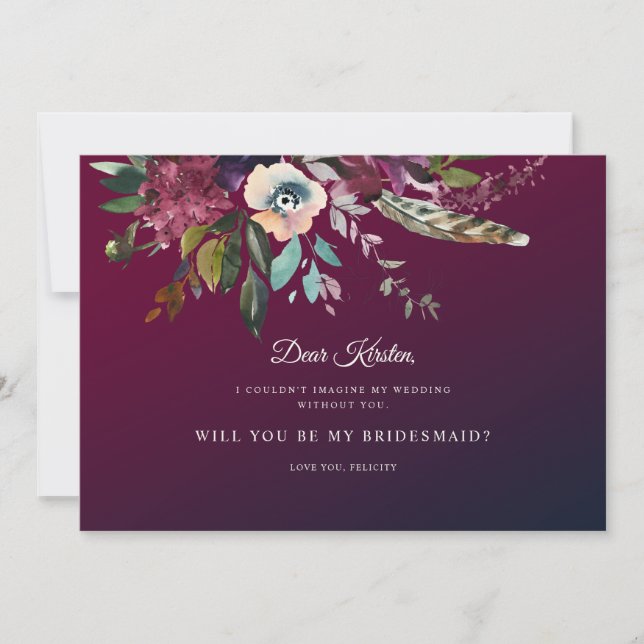 Invitación El Lavado De Borgoña Floral Caída Es Mi Caso De Ho (Anverso)