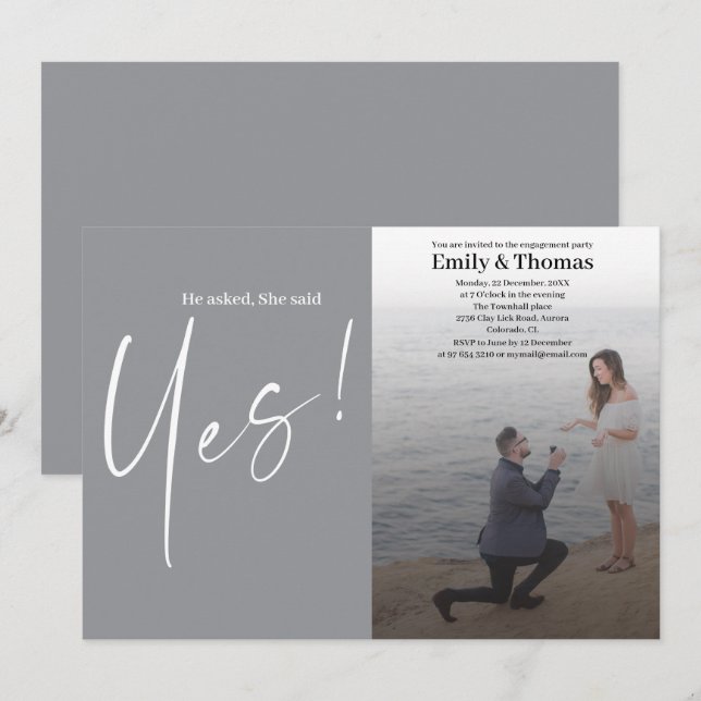 Invitación Él le pidió matrimonio, ella dijo que sí. (Anverso / Reverso)