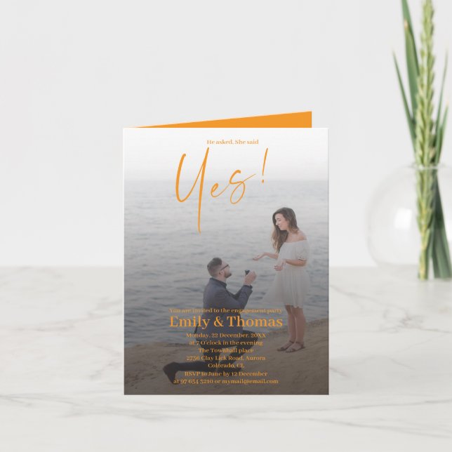 Invitación Él le pidió matrimonio, ella dijo que sí. (Anverso)