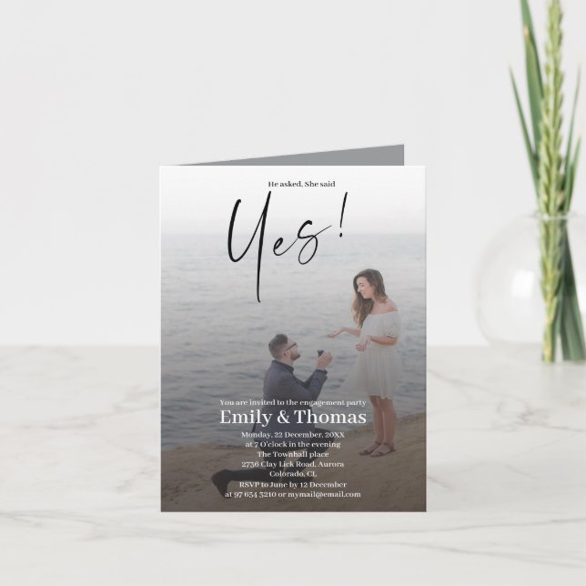 Invitación Él le pidió matrimonio, ella dijo que sí (Anverso)