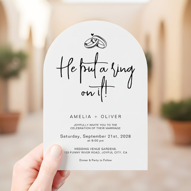 Invitación Él Le Puso un Anillo Joyful Boda Moderna (Subido por el creador)