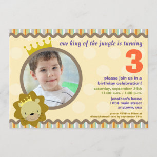Invitación El león con el fiesta de encargo de la foto invita