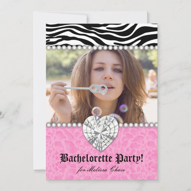 Invitación El leopardo de las perlas de la Bachelorette Lace  (Anverso)