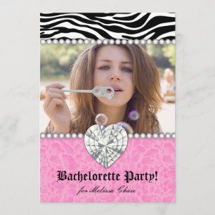Invitación El leopardo de las perlas de la Bachelorette Lace 