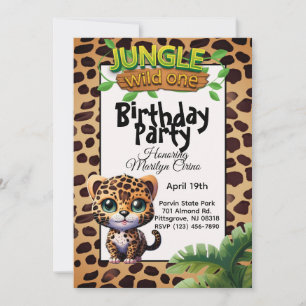 Invitación El Leopardo lindo imprime a un gato gatito salvaje