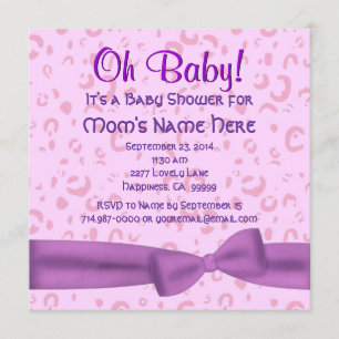 Invitación El leopardo rosa y púrpura imita a la niña ducha