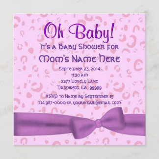 Invitación El leopardo rosa y púrpura imita a la niña ducha