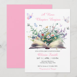 Invitación El libro de cuentos Floral Pink A New Chapter Baby