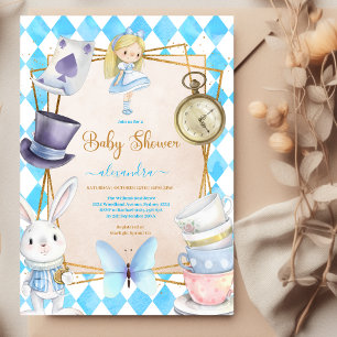 Invitación El libro de historias Alice en el Baby Shower de W