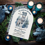 Invitación El líder de nuestro Fiesta de cumpleaños número 30<br><div class="desc">"El Líder de nuestro Paquete cumple 30 años",  30 años por tu Alpha favorito. Cuenta con una majestuosa silueta de lobo solitario contra un bosque evergreen.</div>