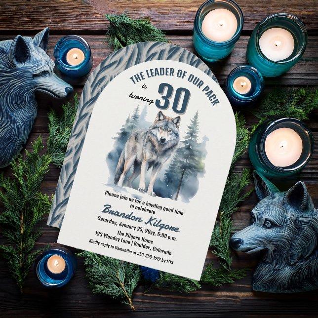 Invitación El líder de nuestro Fiesta de cumpleaños número 30 ("The Leader of Our Pack is Turning 30" 30th Birthday Arched Invitation)