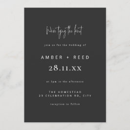 Invitación El ligado moderno al guión de mate negro Boda Knot