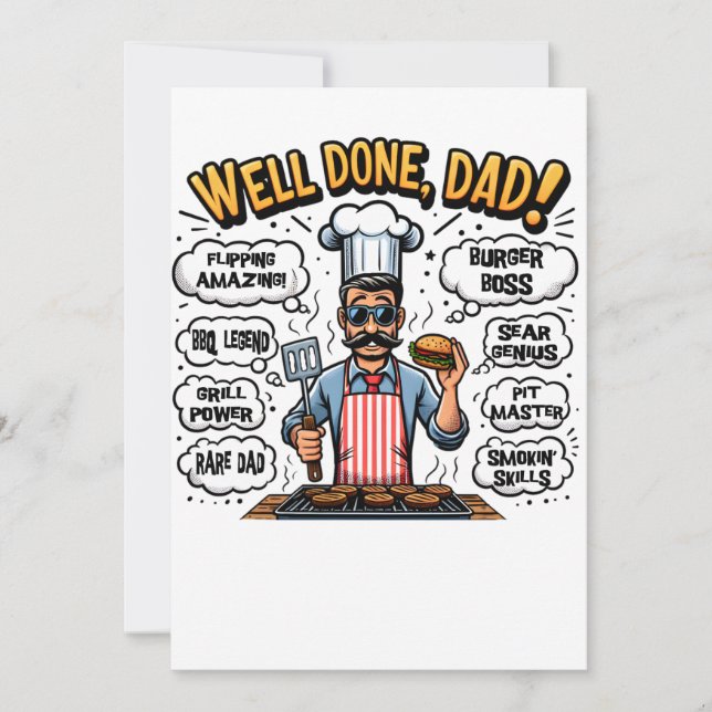 Invitación El maestro de la parrilla papá el héroe de parrill (Anverso)