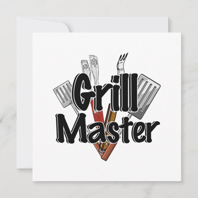 Invitación El Maestro Grill con herramientas de barbacoa (Anverso)