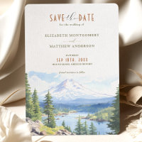 El majestuoso bosque Mount Hood Save-the-Date