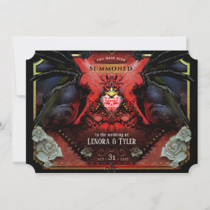 Invitación El malvado Boda negro rojo y oro de Halloween