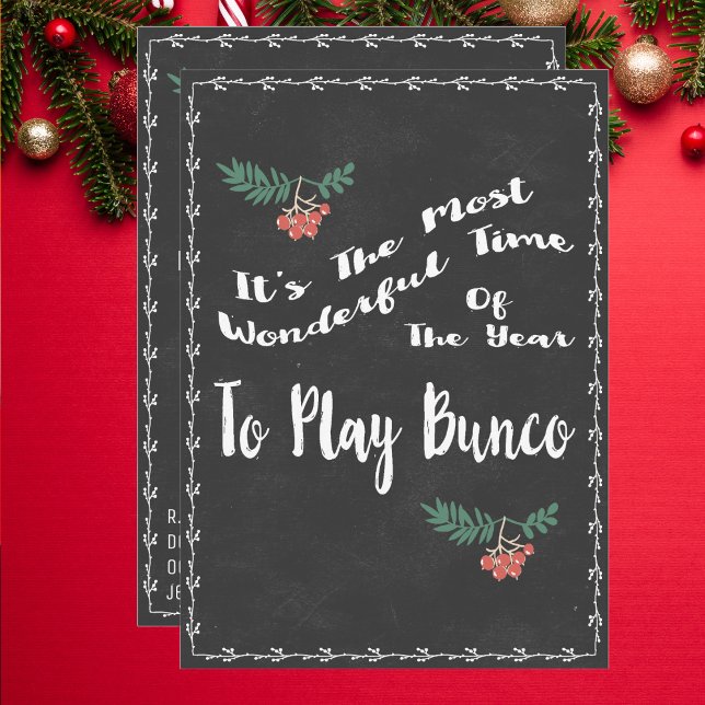 Invitación El maravilloso tema de los Navidades Bunco (Christmas Holiday Bunco Party Invitation. Paper or digital. )