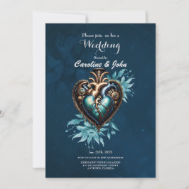 Invitación El maravilloso y elegante corazón de steampunk.