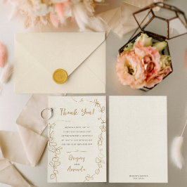 Invitación El marco de hojas de oro pintadas a mano gracias