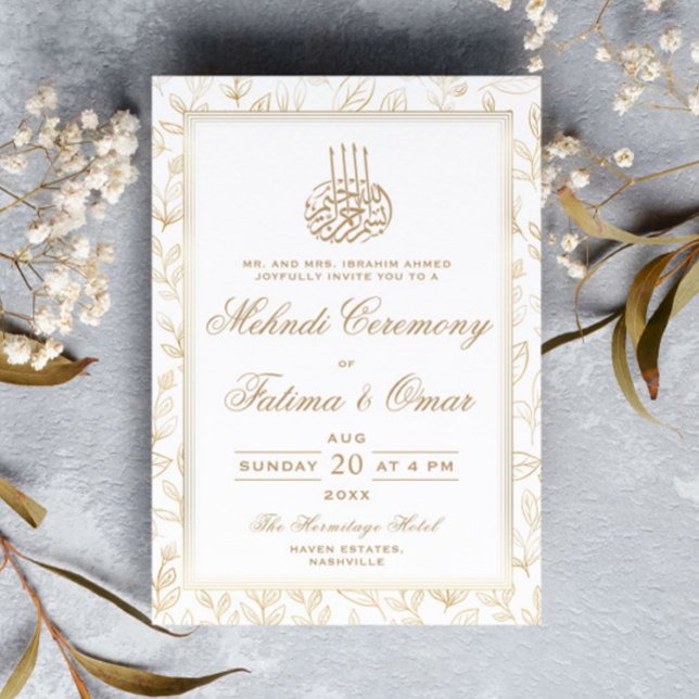 Invitación El marco dorado deja la ceremonia del patrón islám (Subido por el creador)