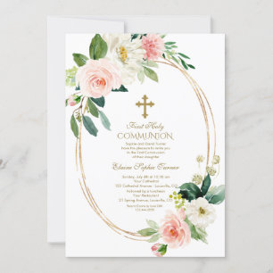 Invitación El marco floral rosa crema floral de la primera co