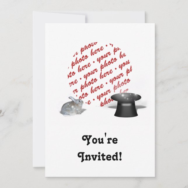 Invitación El marco fotográfico Conejo y el Gorra Mágico (Anverso)