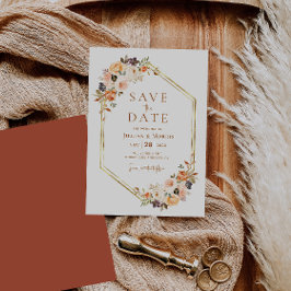 Invitación el marco geométrico cae floral guardar la fecha