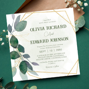 Invitación El marco geométrico deja boda cuadrado