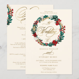 Invitación El marfil de oro invernal en un boda de caligrafía