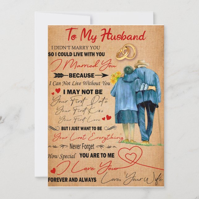Invitación El marido del amor| Carta A Mi Esposo Te Amo (Anverso)