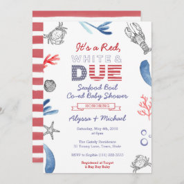 Invitación El marisco hierve Baby Shower, rojo blanco y azul