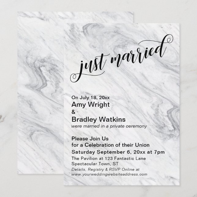 Invitación El mármol se acaba de casar tras la celebración de (Anverso / Reverso)