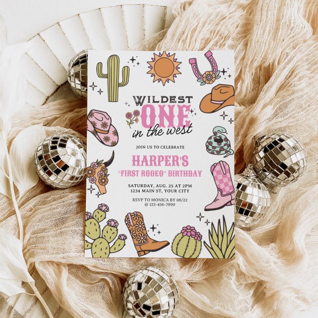 Invitación El Más Salvaje En Occidente Primer Cumpleaños Del  (Wildest in the West First Birthday Invite)