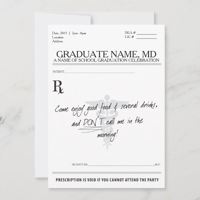 Invitación El MD de la graduación invita (Anverso)