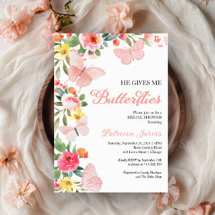 Invitación Él Me Da Mariposas en el Estómago Ducha de Novia F
