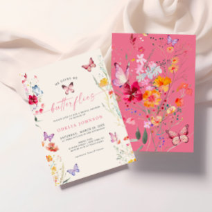 Invitación Él Me Da Mariposas en el Jardín de Boda