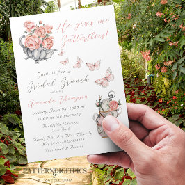 Invitación Él Me Da Mariposas Magia Tea Floral Ducha Floral