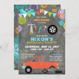 Invitación El mecánico de coche adapta cumpleaños de la