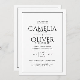Invitación El mejor Boda de MONOCROMO Blanco Negro clásico In