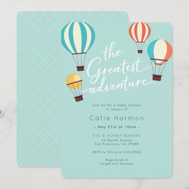 Invitación El mejor globo aerostático de aventura Baby Shower (Anverso / Reverso)