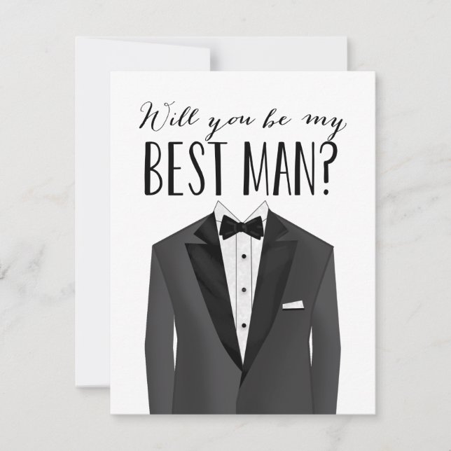 Invitación El mejor hombre de Tuxedo| Groomsman (Anverso)