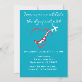 Invitación El mejor piloto del cielo, avión del corazón, cump