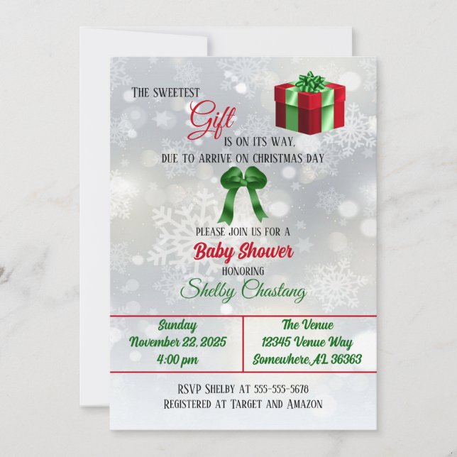 Invitación El mejor regalo de Baby Shower (Anverso)