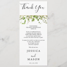 Invitación El menú del Boda Woodland Greenery y gracias