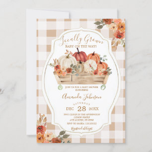 Invitación El mercado de calabaza crece localmente Gingham Ba