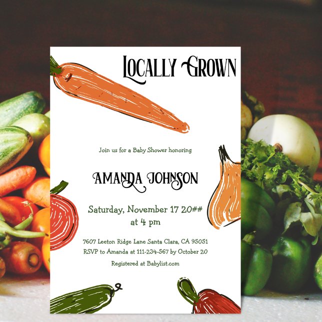 Invitación El mercado de los agricultores retro en Baby Showe (Subido por el creador)