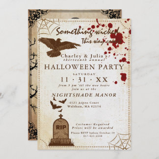 Invitación El miedo vintage Eerie Gothic Creepy Bloody Hallow