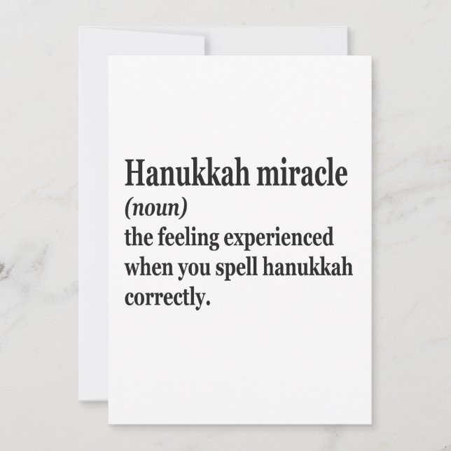 Invitación El milagro de Hanukkah La divertida definición jud (Anverso)
