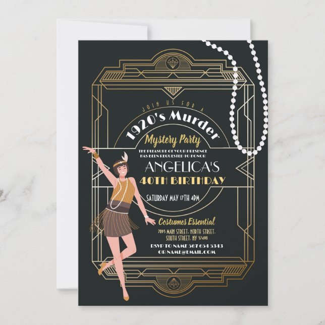 Invitación El misterio de los asesinatos de 1920 cena de cump (Anverso)